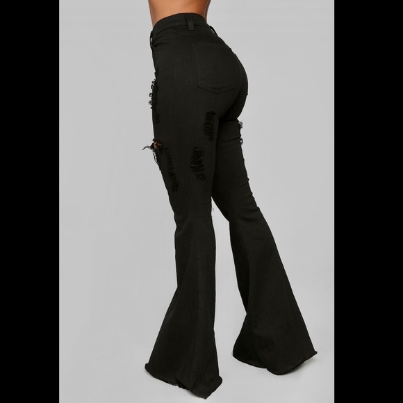 NWOT Mind Of Her Own Flare Jeans - Black - Picture 6 of 11